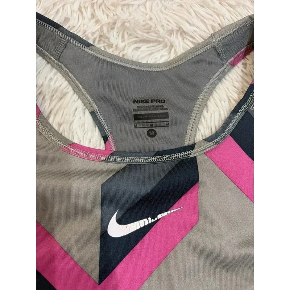 Nike Sports Bra Size M Pink Gray Racerback Dri Fit Swoosh Logo Workout Lot of 2